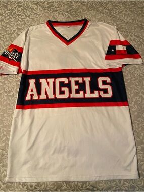 D-Bat Angels Jersey in White, Navy & Red